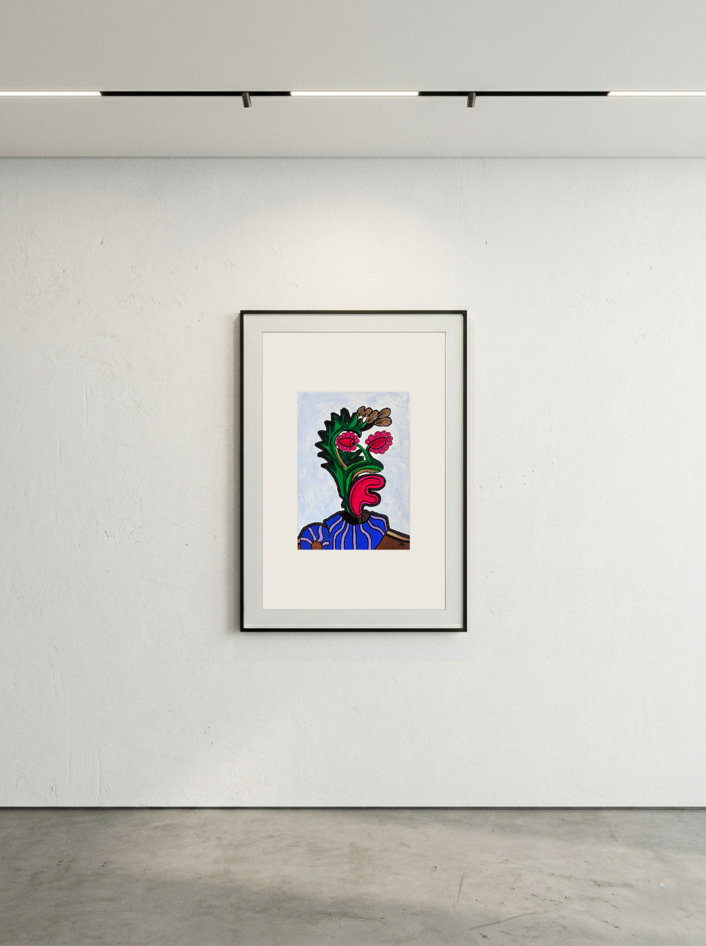 Vase Series - flowering figure with green foliage crown