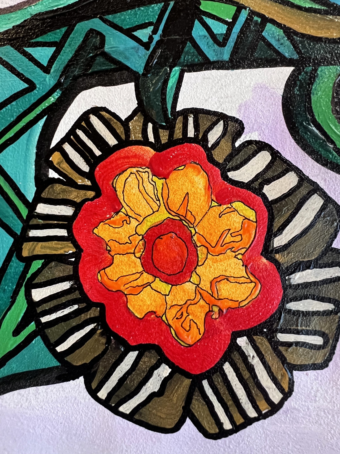 Vase Series close-up - orange marigold bloom with striped halo