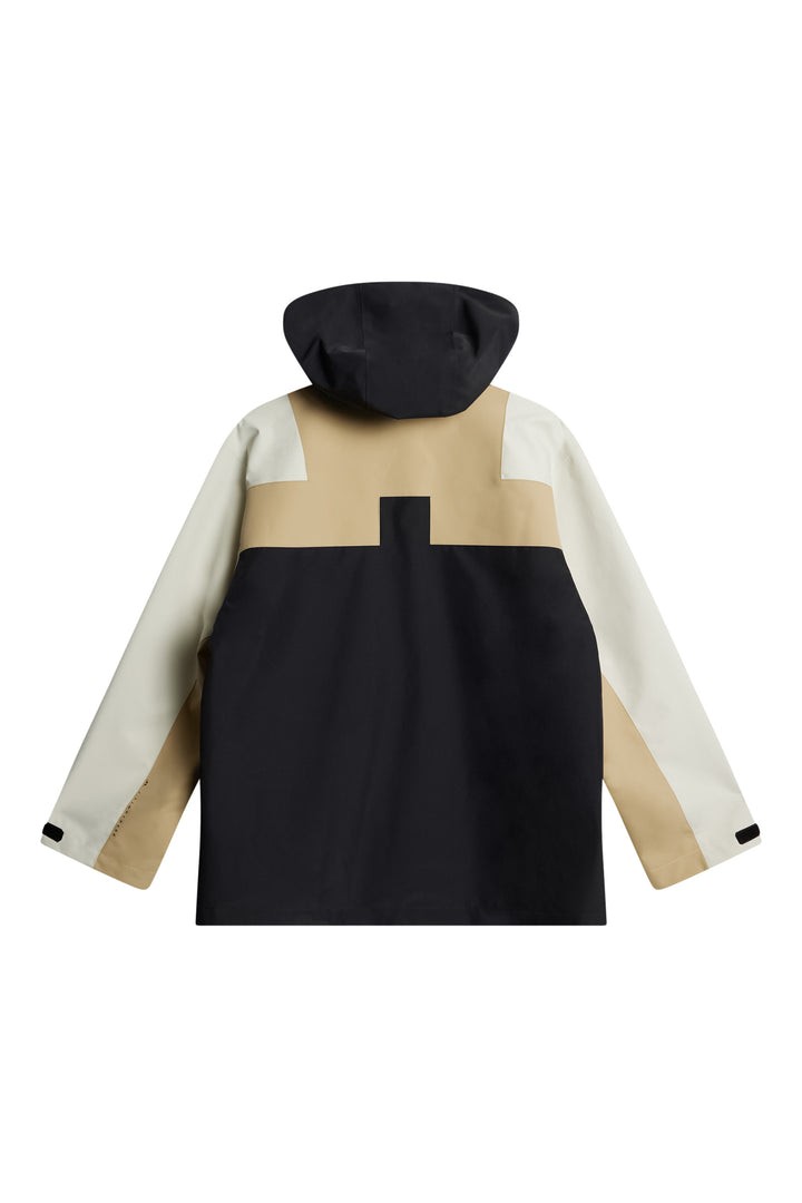 Colour-blocked technical hooded shell, back view