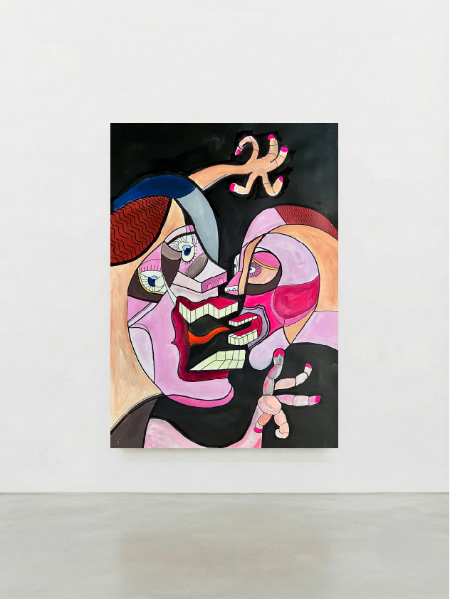 Characters Unveiled - two abstract faces in pink and black, gallery view