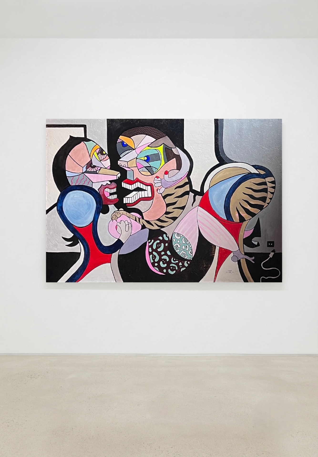 Characters Unveiled - two figures locked in a graphic embrace, gallery view