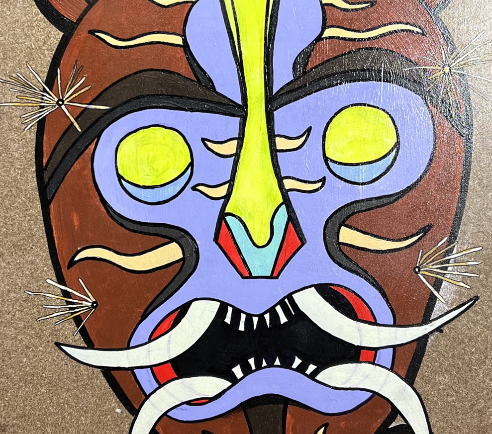 Characters Unveiled close-up - painted tiger mask detail
